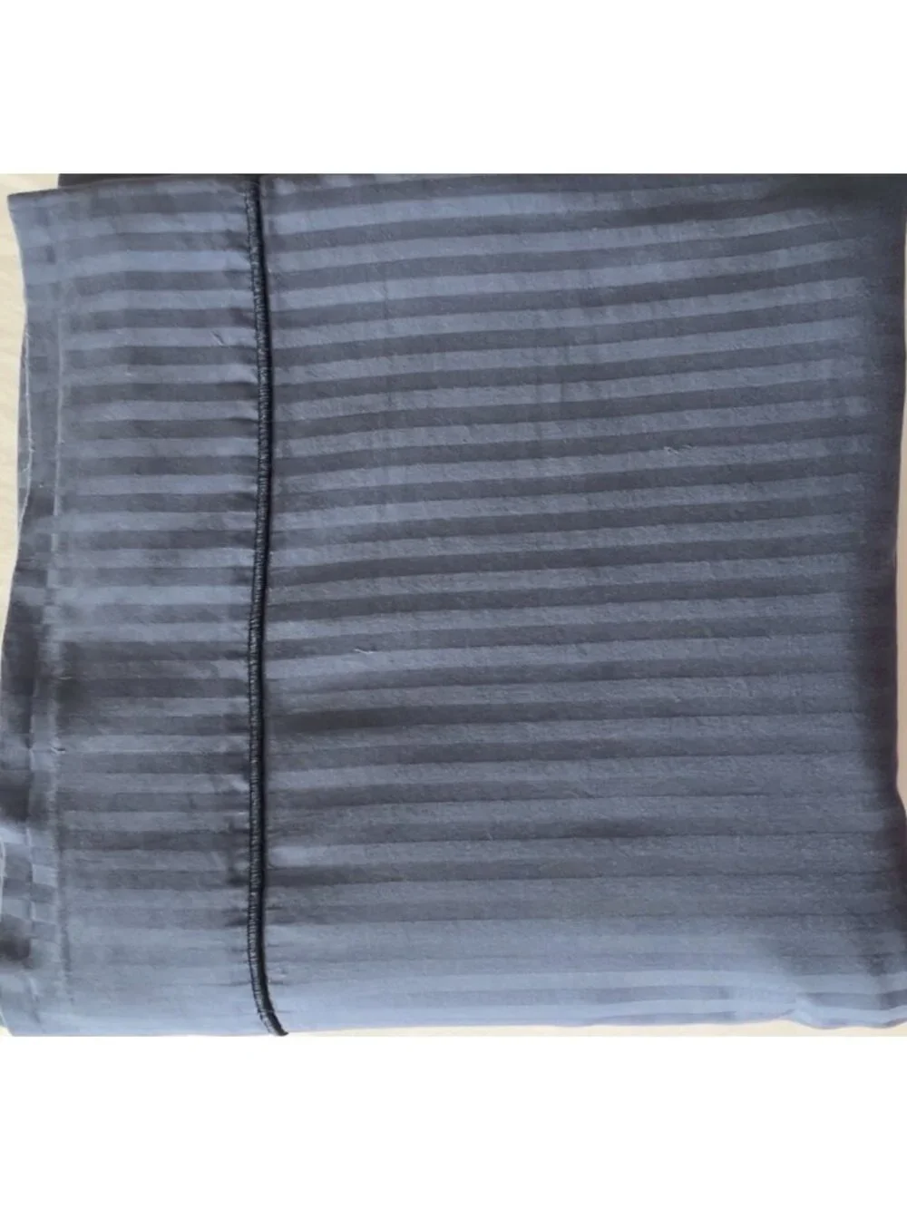 FIELDCREST QUEEN Flat Sheet Blue Jacquard Stripe 100% Cotton 99x99 LUX Bedding